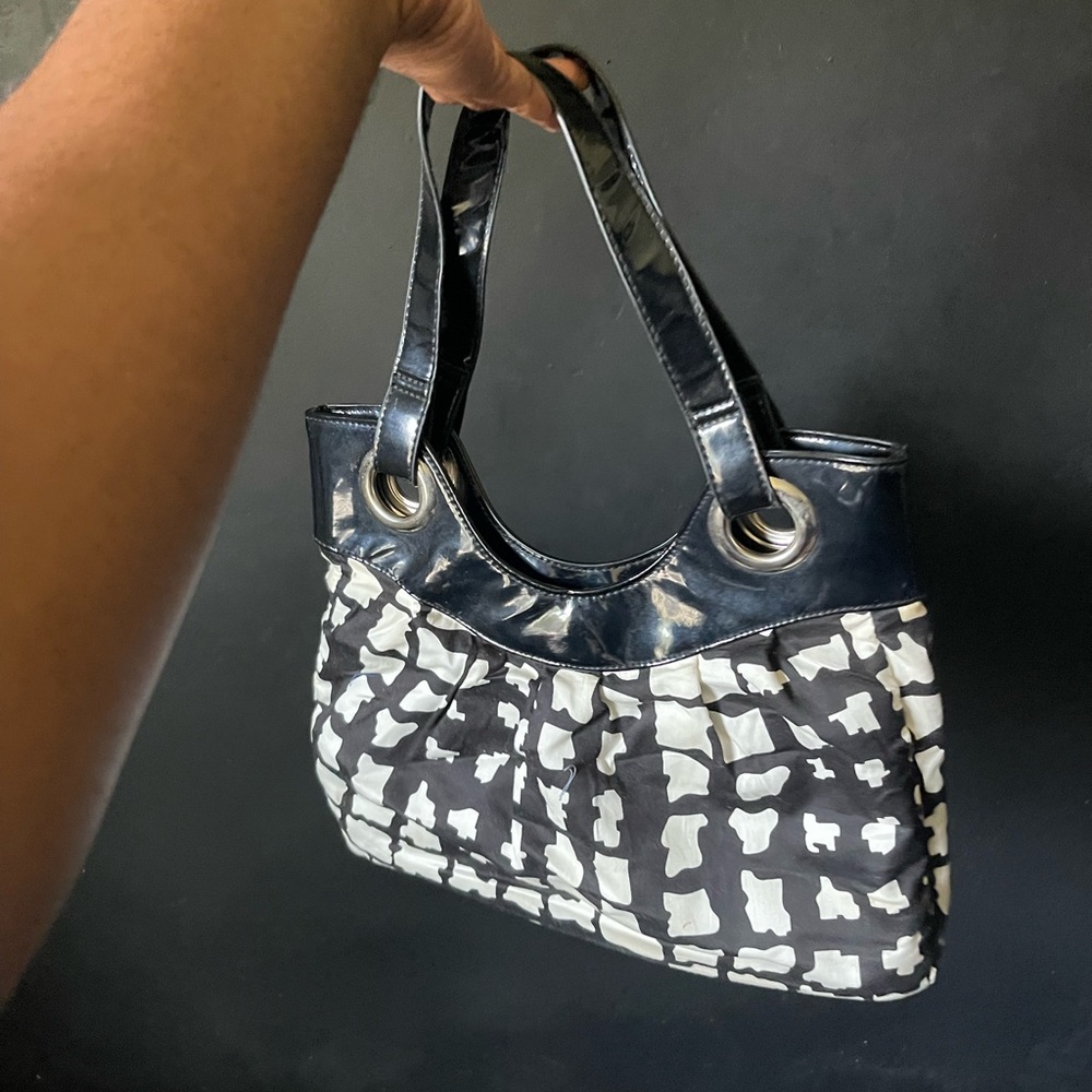 Cow print Hand bag w Leather straps